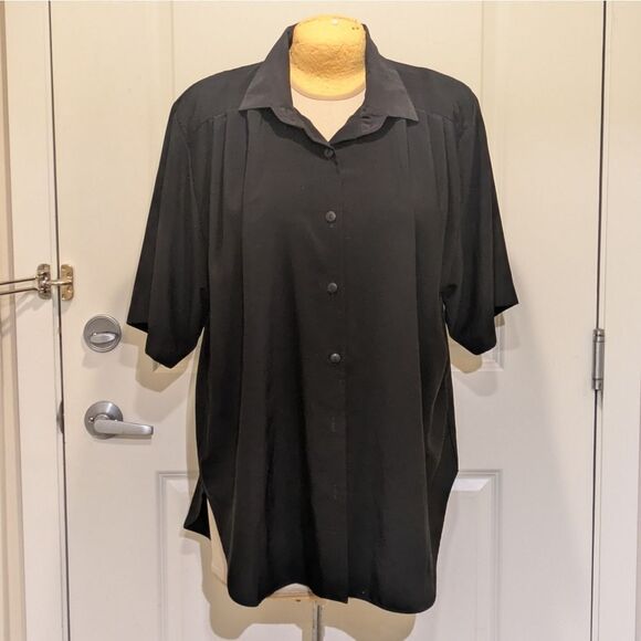 3/$30 Vintage 2X A Personal Touch Beautifully Draped Shoulder Pad Blouse - Picture 2 of 8